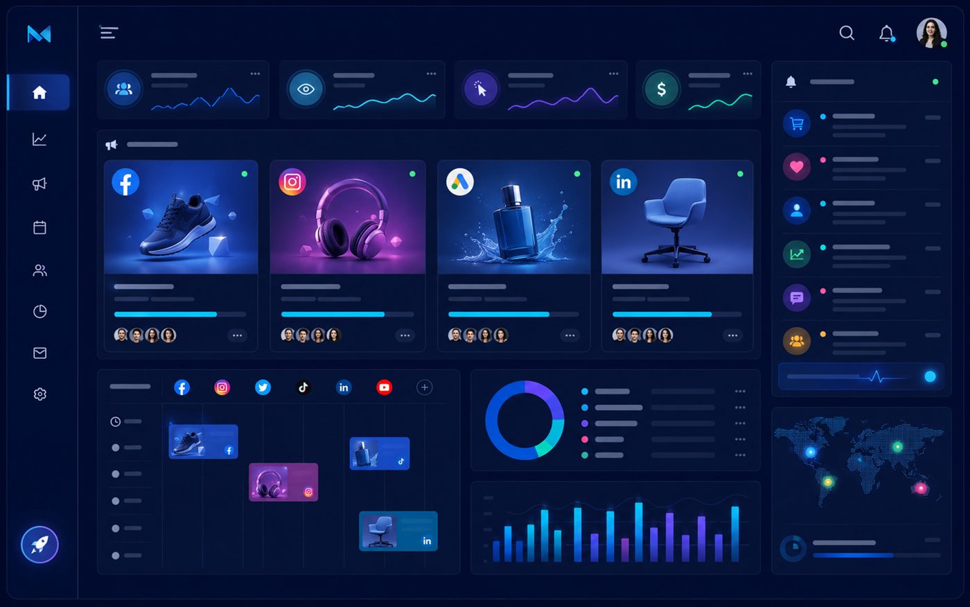 Painel de campanhas activas em tempo real